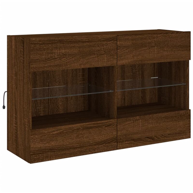 Vidaxl - tv Wall Cabinet with led Lights Brown Oak 98.5x30x60.5 cm