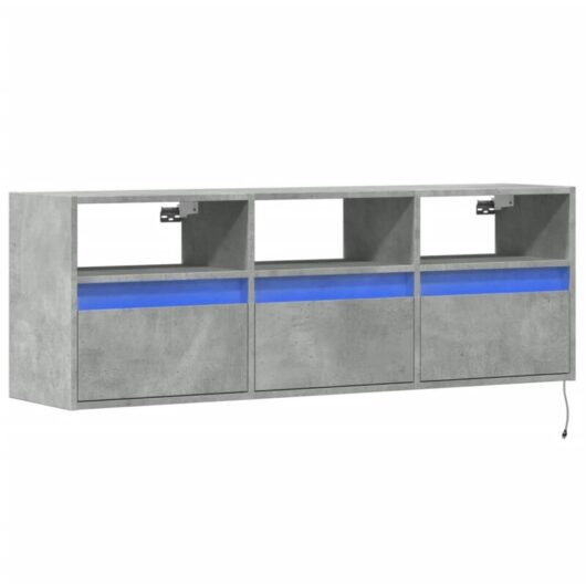 Vidaxl - tv Wall Cabinet with led Lights Concrete Grey 130x31x45 cm