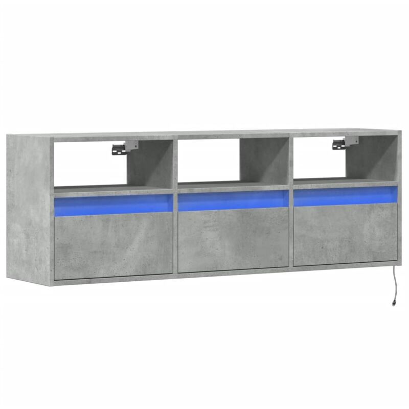 Vidaxl - tv Wall Cabinet with led Lights Concrete Grey 130x31x45 cm