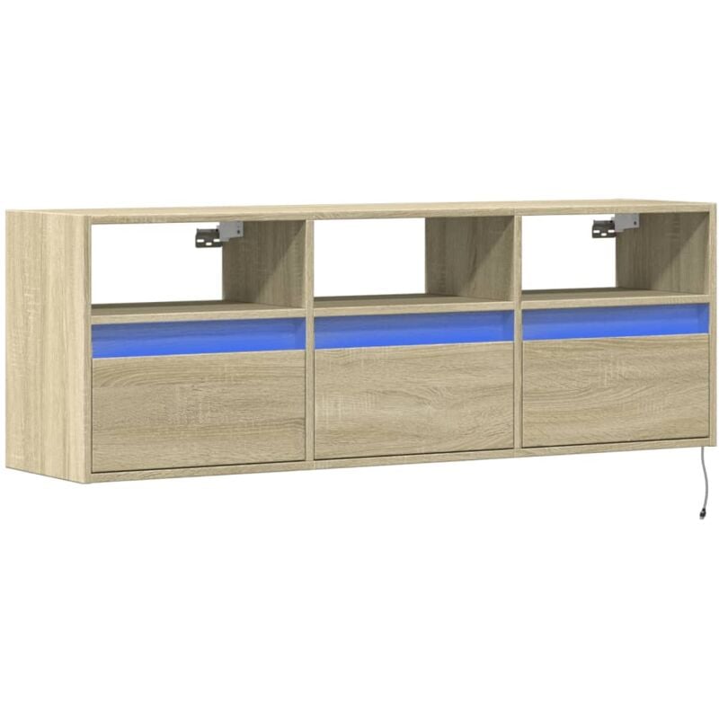Vidaxl - tv Wall Cabinet with led Lights Sonoma Oak 130x31x45 cm