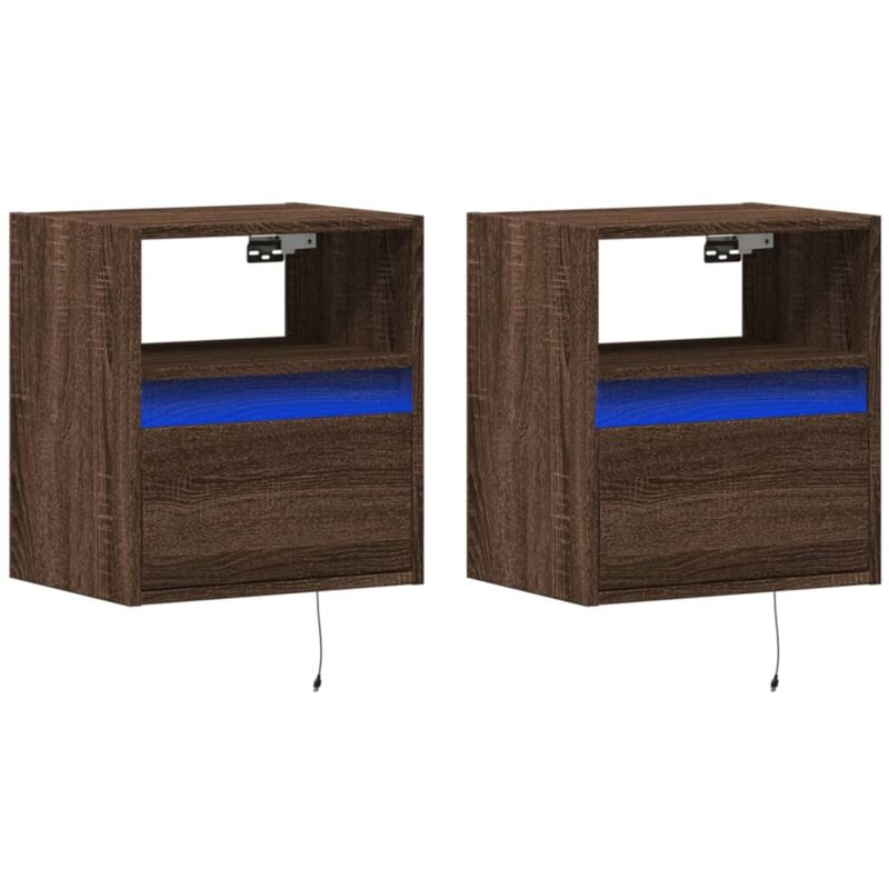 Vidaxl - tv Wall Cabinets with led Lights 2 pcs Brown Oak 41x31x45 cm