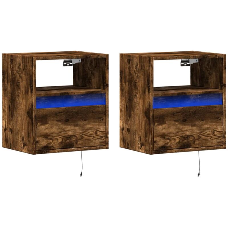 Vidaxl - tv Wall Cabinets with led Lights 2 pcs Smoked Oak 41x31x45 cm