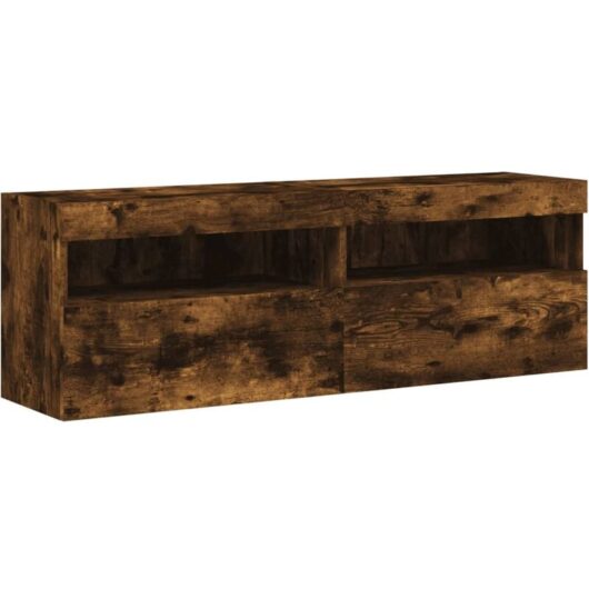 Vidaxl - tv Wall Cabinets with led Lights 2 pcs Smoked Oak 60x30x40 cm