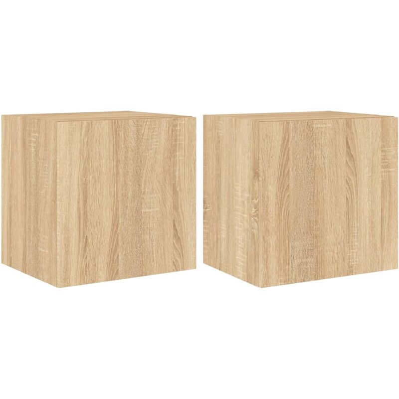 Vidaxl - tv Wall Cabinets with led Lights 2 pcs Sonoma Oak 40.5x35x40 cm