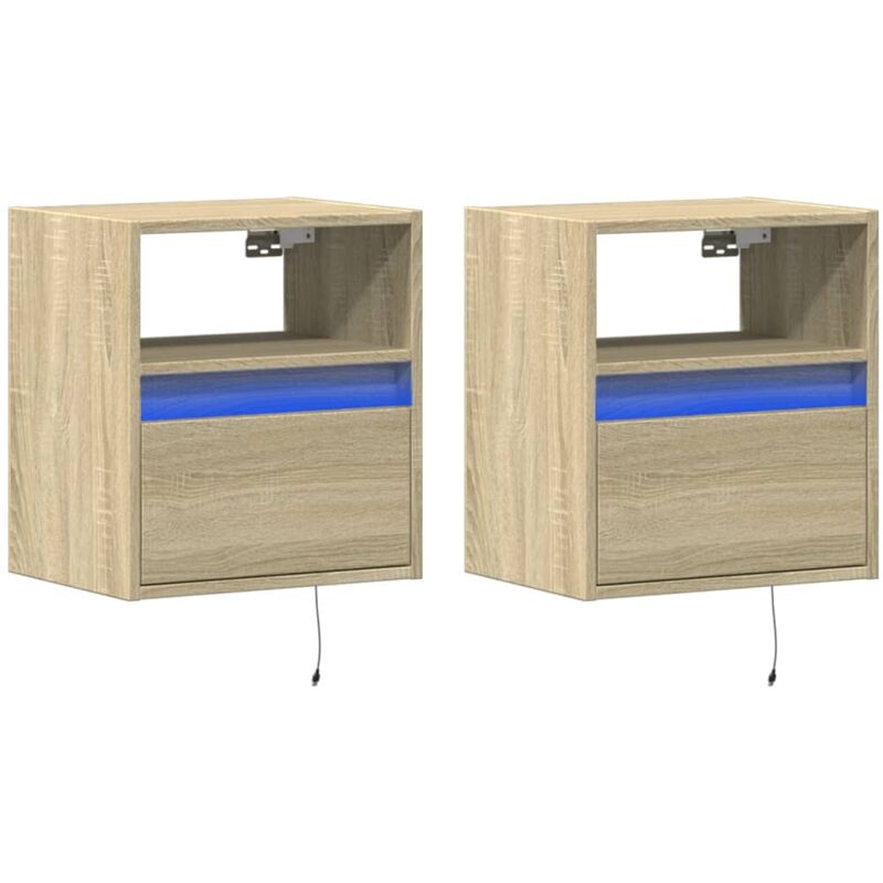 Vidaxl - tv Wall Cabinets with led Lights 2 pcs Sonoma Oak 41x31x45 cm