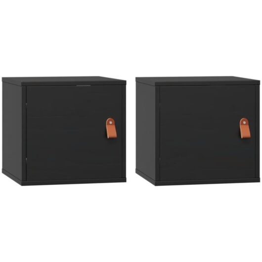 Wall Cabinets 2 pcs Black 31.5x30x30 cm Solid Wood Pine vidaXL