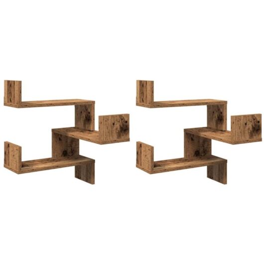 Wall Corner Shelves 2 pcs Old Wood 40x40x49.5 cm Engineered Wood vidaXL
