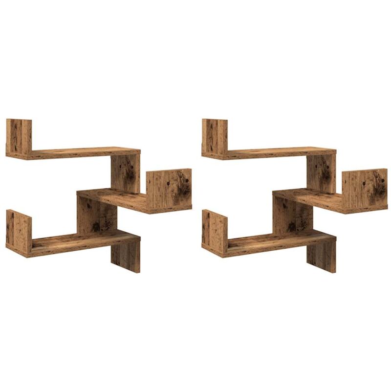 Wall Corner Shelves 2 pcs Old Wood 40x40x49.5 cm Engineered Wood vidaXL