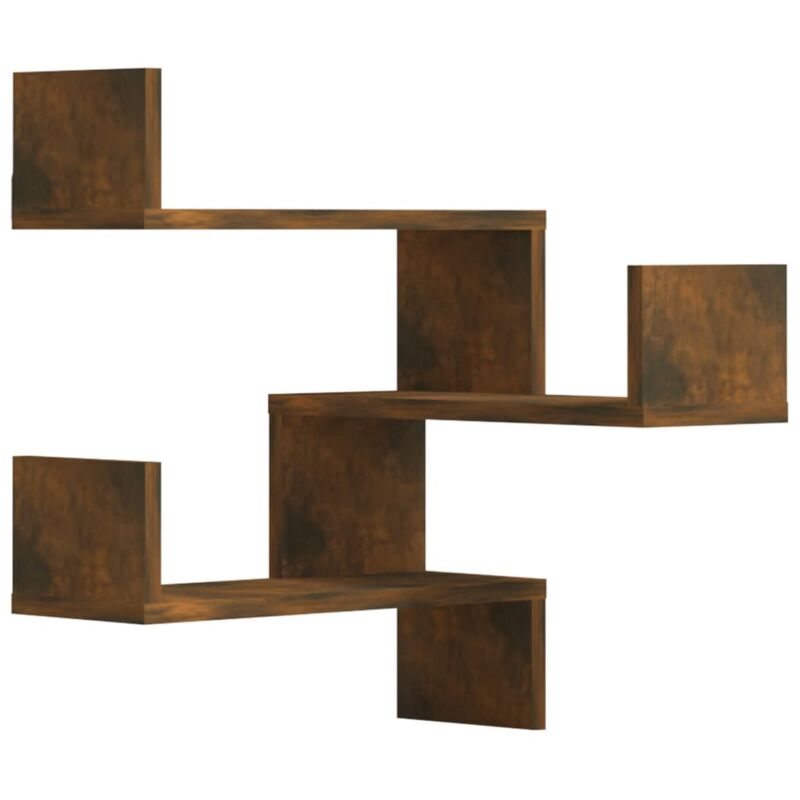 Wall Corner Shelves 2 pcs Smoked Oak 40x40x50 cm Engineered Wood vidaXL