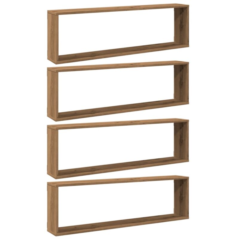 Wall Cube Shelves 4 pcs Artisan Oak 100x15x30 cm Engineered Wood Vidaxl