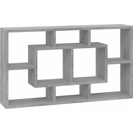 Wall Display Shelf 8 Compartments Grey Sonoma vidaXL