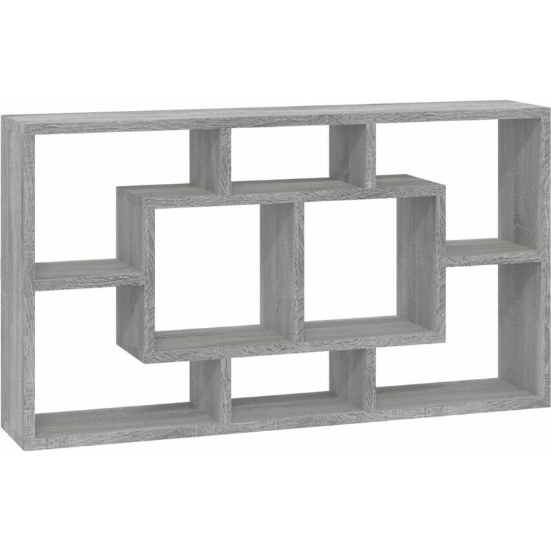 Wall Display Shelf 8 Compartments Grey Sonoma vidaXL