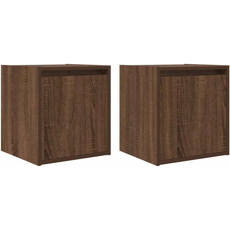 Wall-Mounted Bedside Cabinets 2 pcs Brown Oak 38x34x40 cm Vidaxl