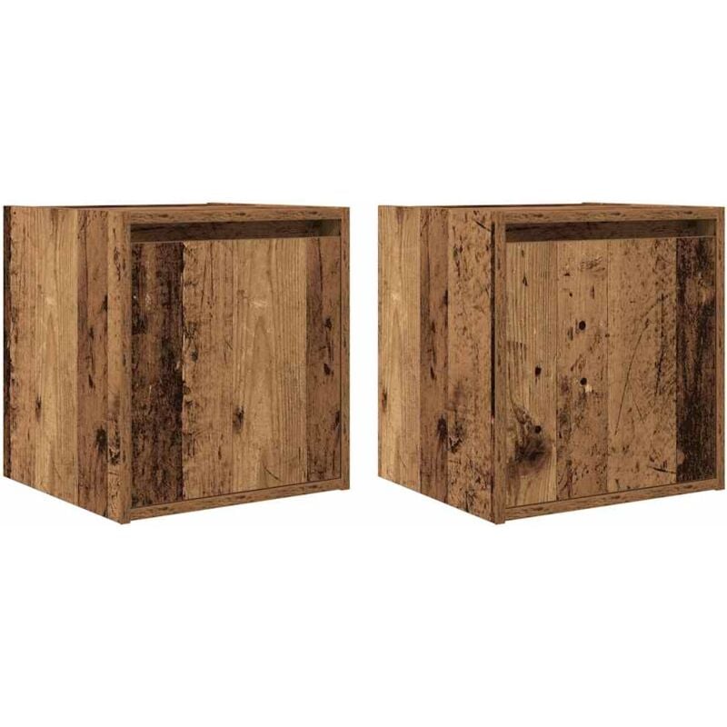 Wall-Mounted Bedside Cabinets 2 pcs Old Wood 38x34x40 cm Vidaxl