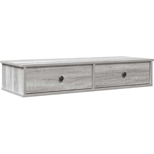 Wall Shelf with Drawers Grey Sonoma 100x37.5x19 cm Engineered Wood Vidaxl