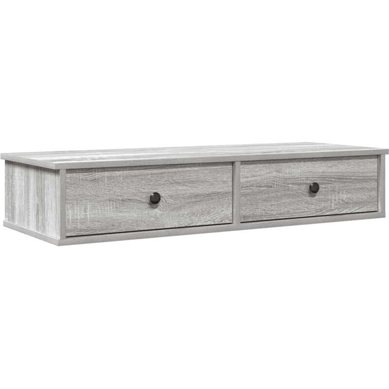 Wall Shelf with Drawers Grey Sonoma 100x37.5x19 cm Engineered Wood Vidaxl