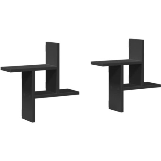 Wall Shelves 2 pcs Black 38x12x38 cm Engineered Wood vidaXL
