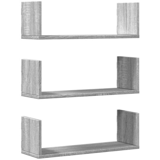 Wall Shelves 3 pcs Grey Sonoma 58x18x18 cm Engineered Wood vidaXL