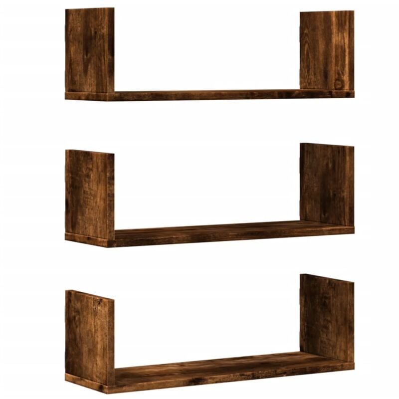 Wall Shelves 3 pcs Smoked Oak 58x18x18 cm Engineered Wood vidaXL