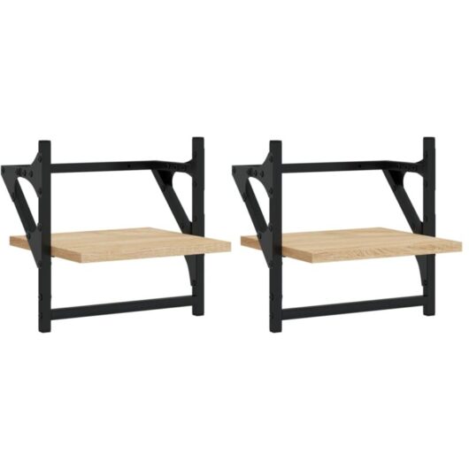 Wall Shelves with Bars 2 pcs Sonoma Oak 30x25x30 cm vidaXL
