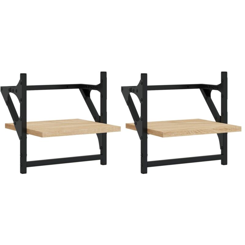 Wall Shelves with Bars 2 pcs Sonoma Oak 30x25x30 cm vidaXL