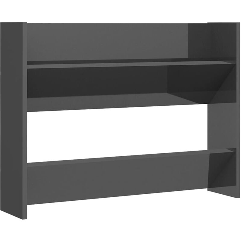 Wall Shoe Cabinet High Gloss Grey 80x18x60 cm Engineered Wood Vidaxl