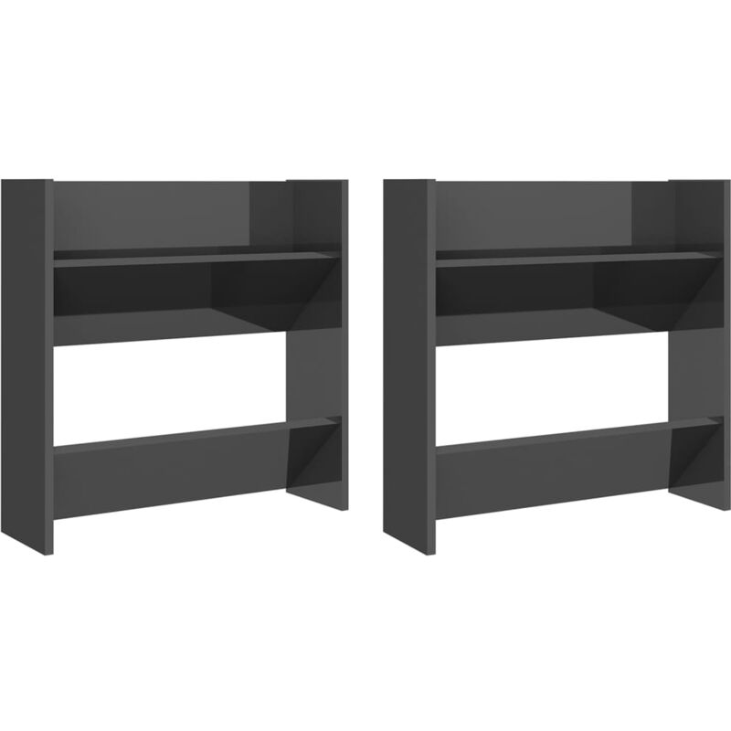 Wall Shoe Cabinets 2 pcs High Gloss Grey 60x18x60 cm Engineered Wood Vidaxl
