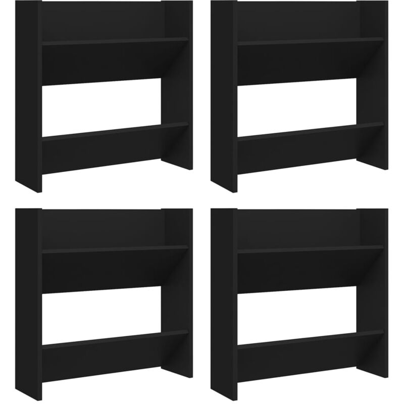 Wall Shoe Cabinets 4 pcs Black 60x18x60 cm Engineered Wood Vidaxl