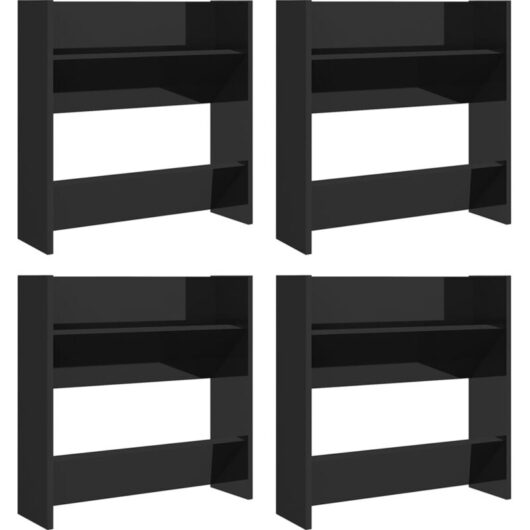 Wall Shoe Cabinets 4 pcs High Gloss Black 60x18x60 cm Engineered Wood vidaXL