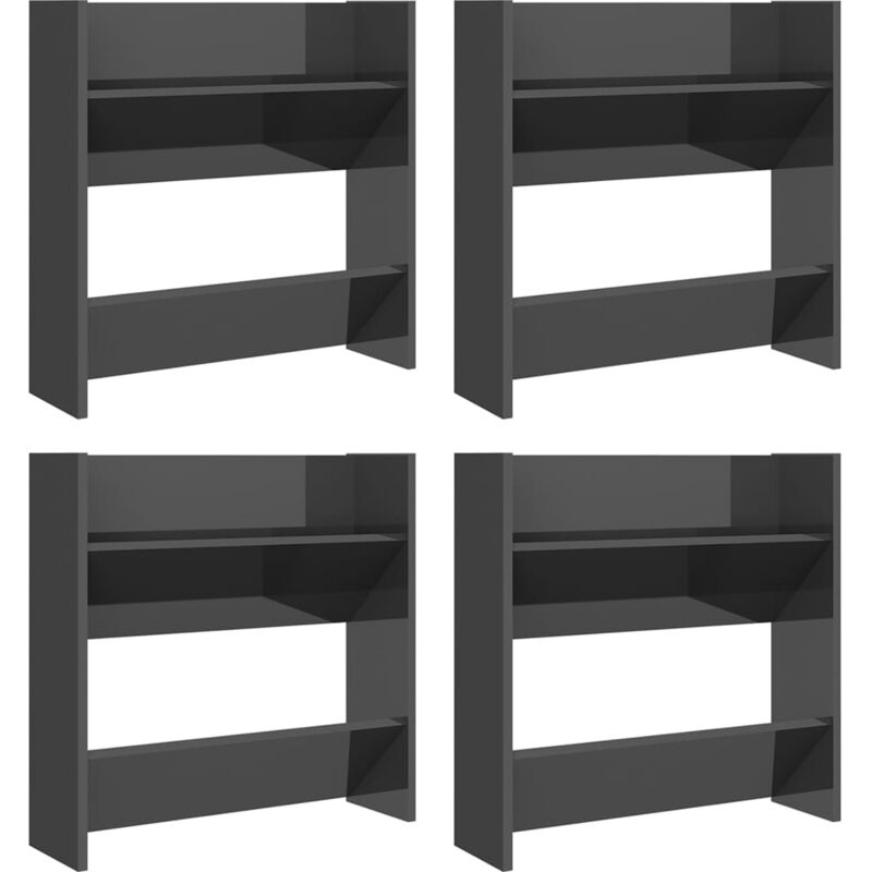 Wall Shoe Cabinets 4 pcs High Gloss Grey 60x18x60 cm Engineered Wood Vidaxl