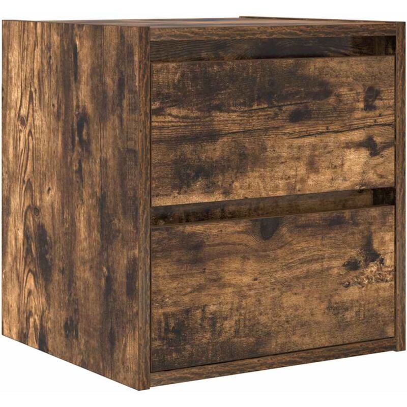 Wall-mounted Bedside Cabinet Smoked Oak 38x34x40 cm Vidaxl