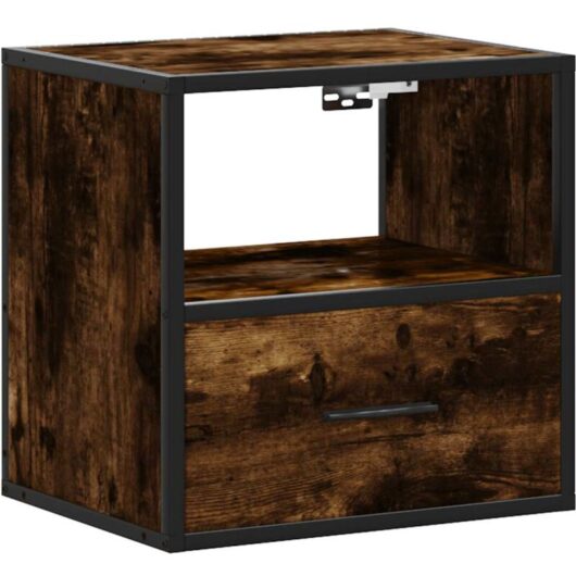 Wall-mounted Bedside Cabinet Smoked Oak 40x31x39.5 cm Vidaxl