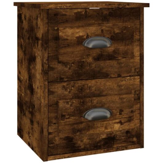 Wall-mounted Bedside Cabinet Smoked Oak 41.5x36x53cm vidaXL