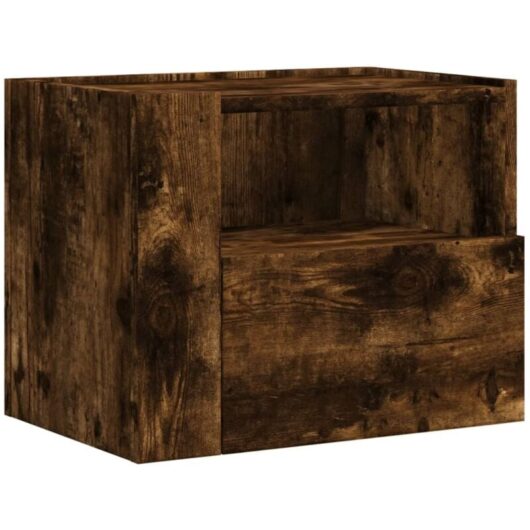 Wall-mounted Bedside Cabinet Smoked Oak 45x30x35 cm Vidaxl