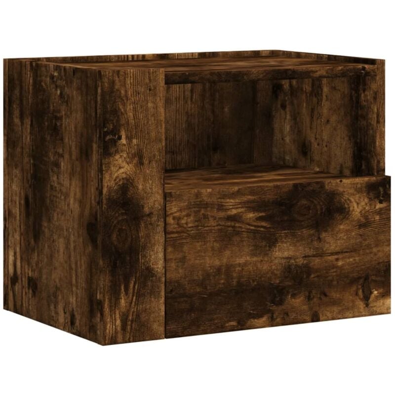 Wall-mounted Bedside Cabinet Smoked Oak 45x30x35 cm Vidaxl