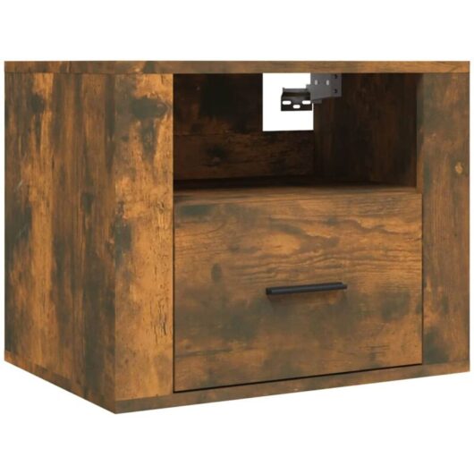 Wall-mounted Bedside Cabinet Smoked Oak 50x36x40 cm Vidaxl