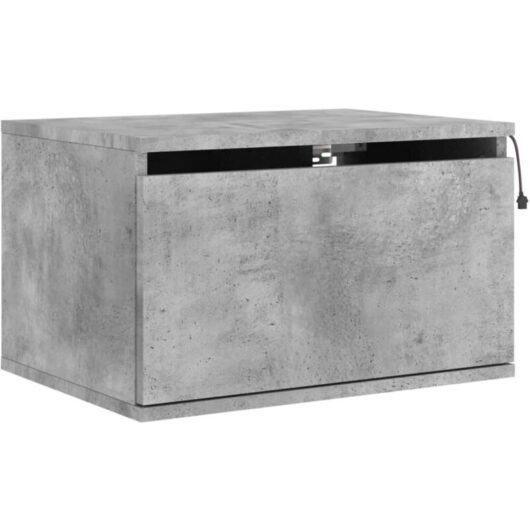 Wall-mounted Bedside Cabinet with led Lights Concrete Gery Vidaxl