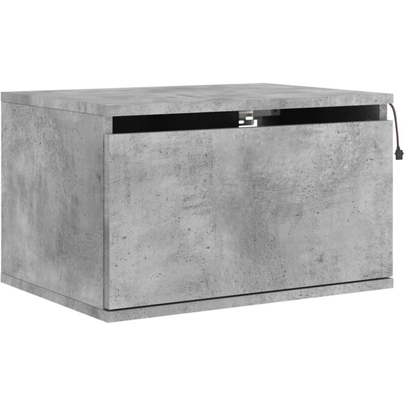Wall-mounted Bedside Cabinet with led Lights Concrete Gery Vidaxl