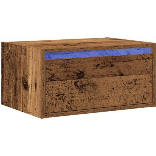 Wall-mounted Bedside Cabinet with led Lights Old Wood Vidaxl