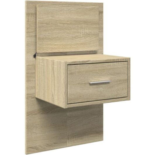 Wall-mounted Bedside Cabinet with led Lights Sonoma Oak Vidaxl