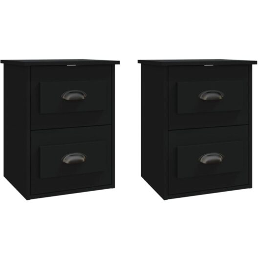 Wall-mounted Bedside Cabinets 2 pcs Black 41.5x36x53cm Vidaxl