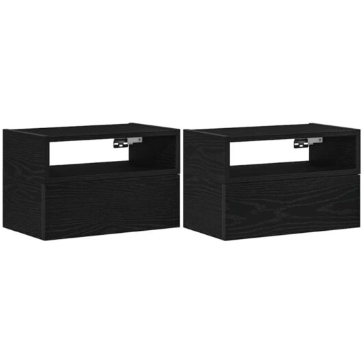 Wall-mounted Bedside Cabinets 2 pcs Black 45x26x28.5 cm Vidaxl