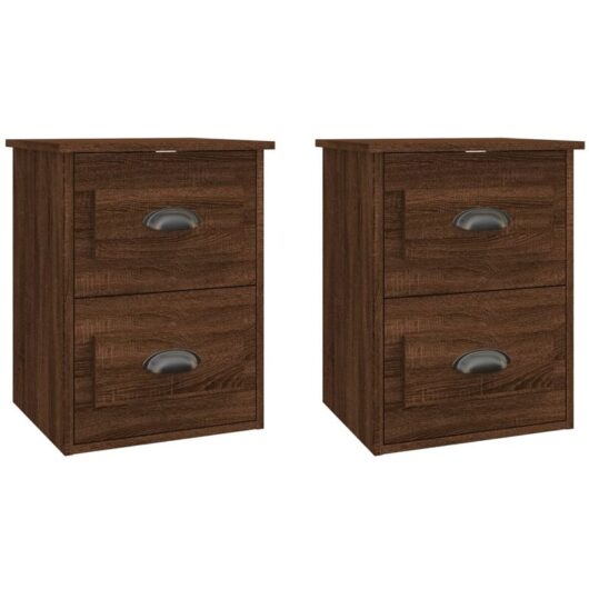 Wall-mounted Bedside Cabinets 2 pcs Brown Oak 41.5x36x53cm Vidaxl