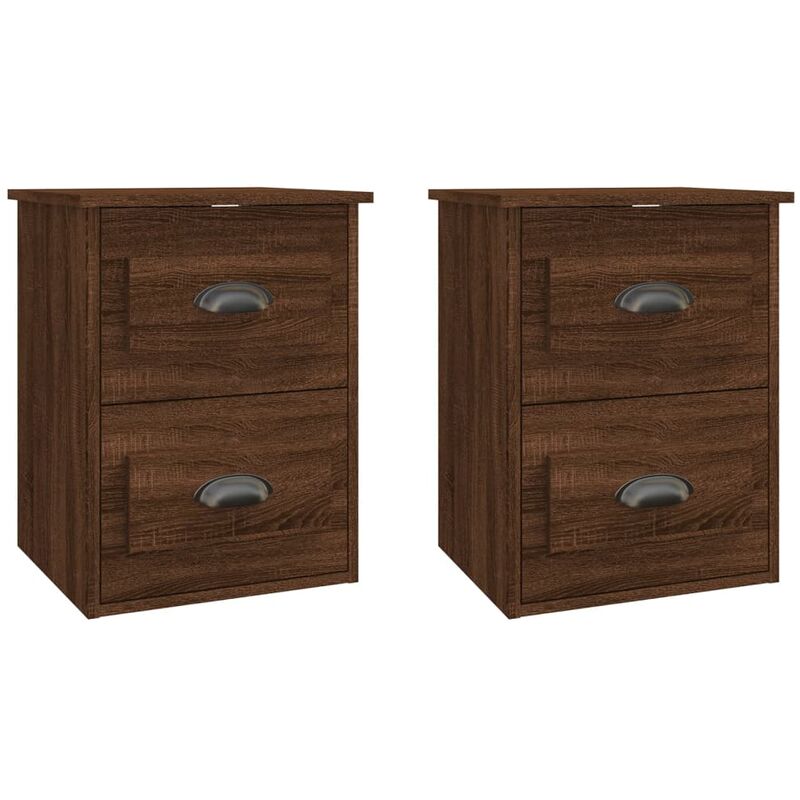 Wall-mounted Bedside Cabinets 2 pcs Brown Oak 41.5x36x53cm Vidaxl