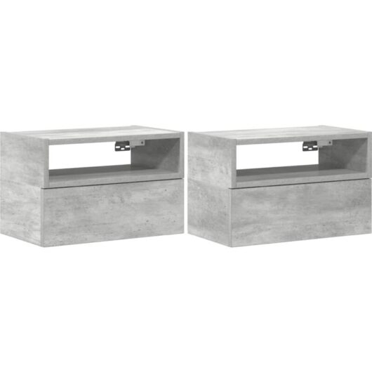 Wall-mounted Bedside Cabinets 2 pcs Concrete Grey 45x26x28.5 cm Vidaxl