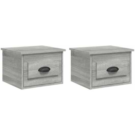 Wall-mounted Bedside Cabinets 2 pcs Grey Sonoma 41.5x36x28cm Vidaxl