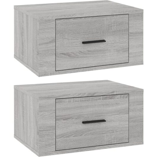 Wall-mounted Bedside Cabinets 2 pcs Grey Sonoma 50x36x25 cm Vidaxl
