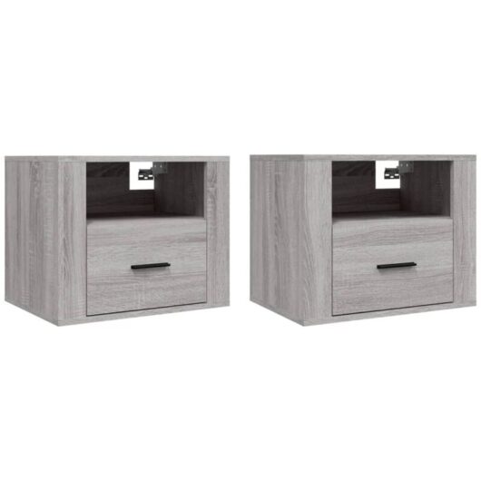 Wall-mounted Bedside Cabinets 2 pcs Grey Sonoma 50x36x40 cm vidaXL