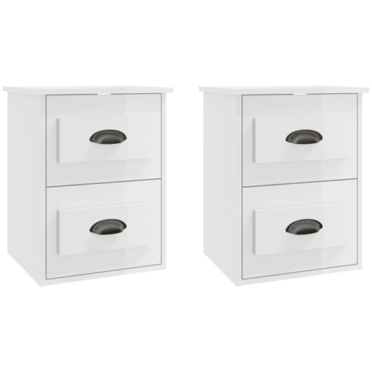 Wall-mounted Bedside Cabinets 2 pcs High Gloss White 41.5x36x53cm vidaXL