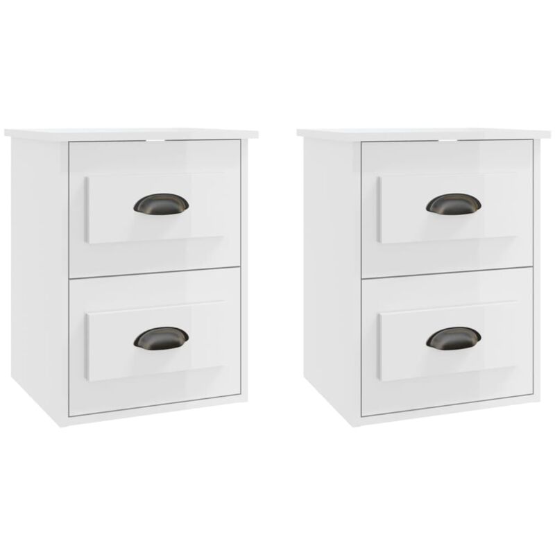 Wall-mounted Bedside Cabinets 2 pcs High Gloss White 41.5x36x53cm vidaXL